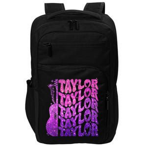 Girl Retro TâYlor First Name Personalized Groovy 80S Pink Impact Tech Backpack