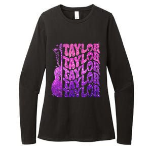 Girl Retro TâYlor First Name Personalized Groovy 80S Pink Womens CVC Long Sleeve Shirt