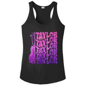 Girl Retro TâYlor First Name Personalized Groovy 80S Pink Ladies PosiCharge Competitor Racerback Tank