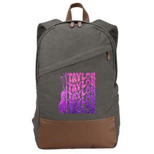 Girl Retro TâYlor First Name Personalized Groovy 80S Pink Cotton Canvas Backpack