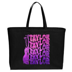 Girl Retro TâYlor First Name Personalized Groovy 80S Pink Cotton Canvas Jumbo Tote