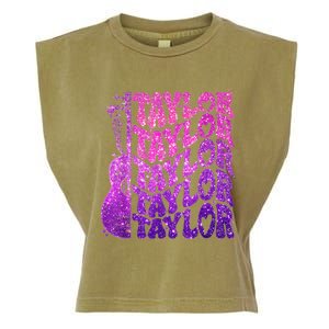 Girl Retro TâYlor First Name Personalized Groovy 80S Pink Garment-Dyed Women's Muscle Tee