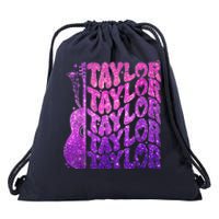 Girl Retro TâYlor First Name Personalized Groovy 80S Pink Drawstring Bag