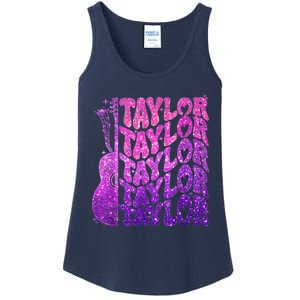 Girl Retro TâYlor First Name Personalized Groovy 80S Pink Ladies Essential Tank