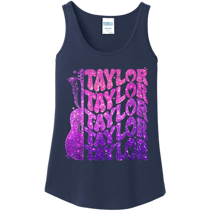 Girl Retro TâYlor First Name Personalized Groovy 80S Pink Ladies Essential Tank