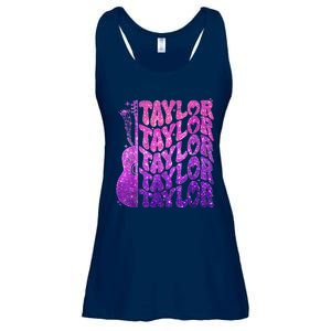 Girl Retro TâYlor First Name Personalized Groovy 80S Pink Ladies Essential Flowy Tank