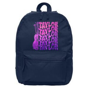 Girl Retro TâYlor First Name Personalized Groovy 80S Pink 16 in Basic Backpack