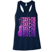 Girl Retro TâYlor First Name Personalized Groovy 80S Pink Women's Racerback Tank