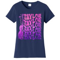 Girl Retro TâYlor First Name Personalized Groovy 80S Pink Women's T-Shirt