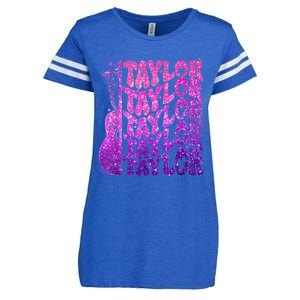 Girl Retro TâYlor First Name Personalized Groovy 80S Pink Enza Ladies Jersey Football T-Shirt