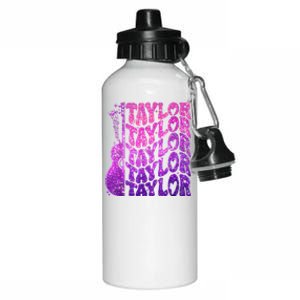 Girl Retro TâYlor First Name Personalized Groovy 80S Pink Aluminum Water Bottle