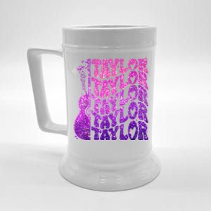 Girl Retro TâYlor First Name Personalized Groovy 80S Pink Beer Stein