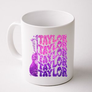 Girl Retro TâYlor First Name Personalized Groovy 80S Pink Coffee Mug