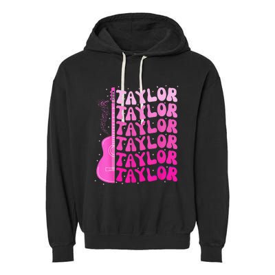 Girl Retro Taylor First Name Personalized Birthday Garment-Dyed Fleece Hoodie