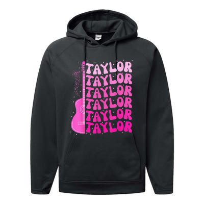 Girl Retro Taylor First Name Personalized Birthday Performance Fleece Hoodie