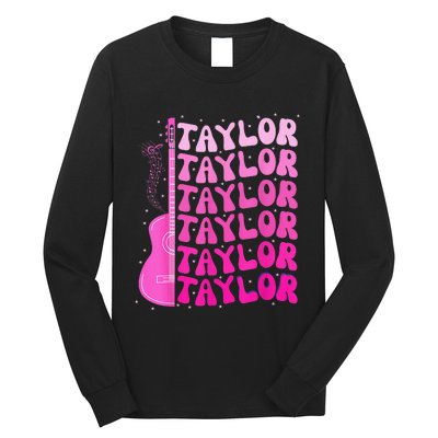 Girl Retro Taylor First Name Personalized Birthday Long Sleeve Shirt