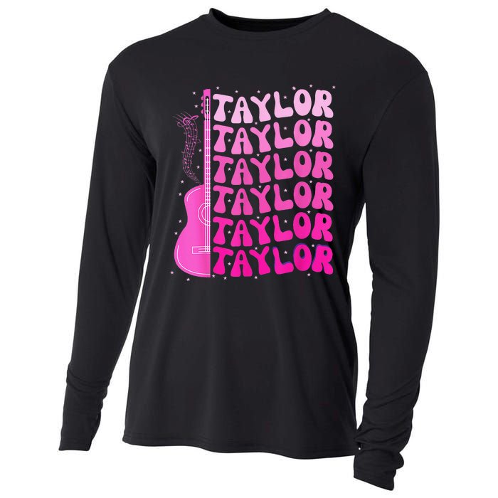 Girl Retro Taylor First Name Personalized Birthday Cooling Performance Long Sleeve Crew