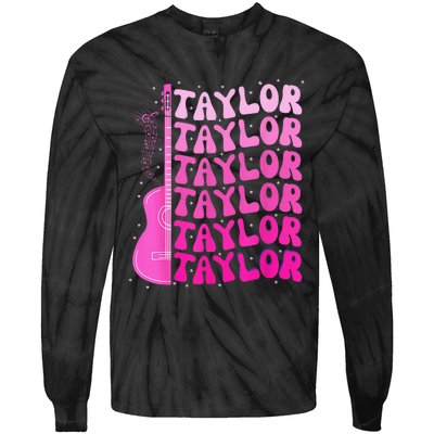 Girl Retro Taylor First Name Personalized Birthday Tie-Dye Long Sleeve Shirt