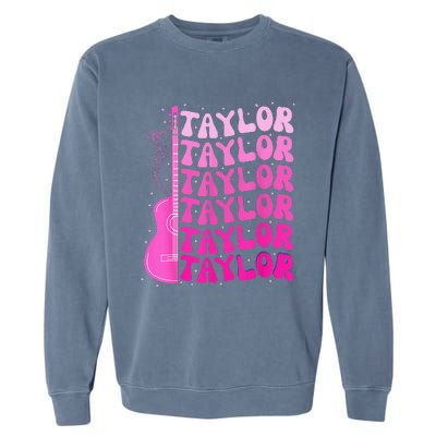 Girl Retro Taylor First Name Personalized Birthday Garment-Dyed Sweatshirt