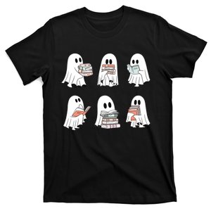 Ghost Reading Teacher Halloween Costume Librarian Book Lover T-Shirt