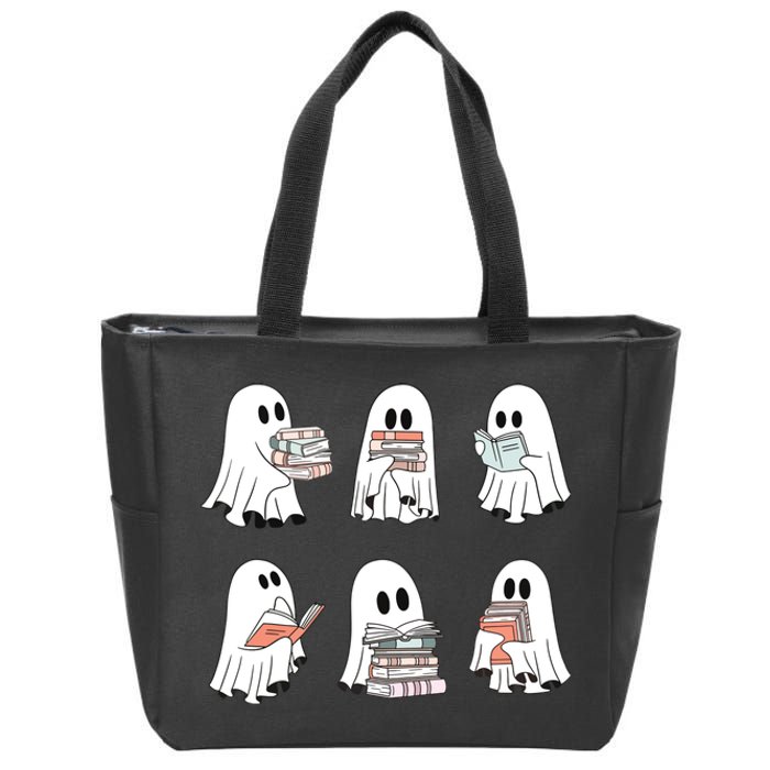 Ghost Reading Teacher Halloween Costume Librarian Book Lover Zip Tote Bag