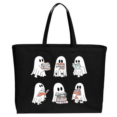 Ghost Reading Teacher Halloween Costume Librarian Book Lover Cotton Canvas Jumbo Tote