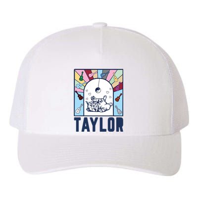 Girl Retro Taylor First Name Personalized Groovy Birthday Yupoong Adult 5-Panel Trucker Hat