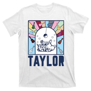 Girl Retro Taylor First Name Personalized Groovy Birthday T-Shirt