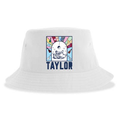 Girl Retro Taylor First Name Personalized Groovy Birthday Sustainable Bucket Hat