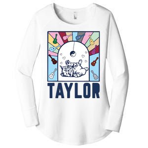 Girl Retro Taylor First Name Personalized Groovy Birthday Women's Perfect Tri Tunic Long Sleeve Shirt