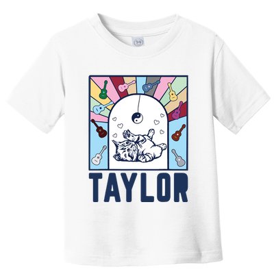 Girl Retro Taylor First Name Personalized Groovy Birthday Toddler T-Shirt
