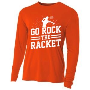 Go Rock The Racket Badminton Player Sports Shuttlecock Cross Gift Cooling Performance Long Sleeve Crew