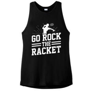 Go Rock The Racket Badminton Player Sports Shuttlecock Cross Gift Ladies PosiCharge Tri-Blend Wicking Tank