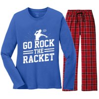 Go Rock The Racket Badminton Player Sports Shuttlecock Cross Gift Women's Long Sleeve Flannel Pajama Set 