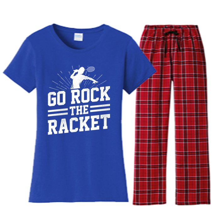 Go Rock The Racket Badminton Player Sports Shuttlecock Cross Gift Women's Flannel Pajama Set