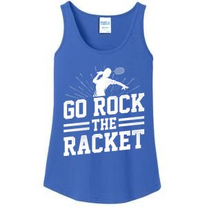 Go Rock The Racket Badminton Player Sports Shuttlecock Cross Gift Ladies Essential Tank