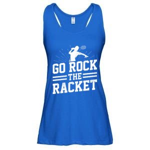 Go Rock The Racket Badminton Player Sports Shuttlecock Cross Gift Ladies Essential Flowy Tank