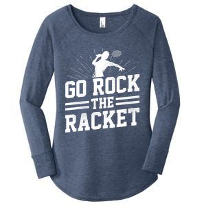 Go Rock The Racket Badminton Player Sports Shuttlecock Cross Gift Women's Perfect Tri Tunic Long Sleeve Shirt