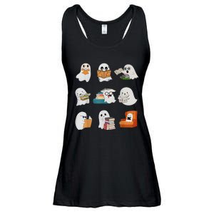 Ghost Reading Teacher Halloween Librarian Book Lover School Ladies Essential Flowy Tank