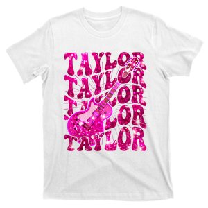 Girl Retro Taylor First Name Personalized Groovy 80S T-Shirt