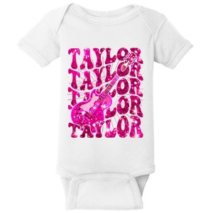 Girl Retro Taylor First Name Personalized Groovy 80S Baby Bodysuit