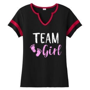 Gender Reveal Team Matching Family Baby Party Supplies Ladies Halftime Notch Neck Tee