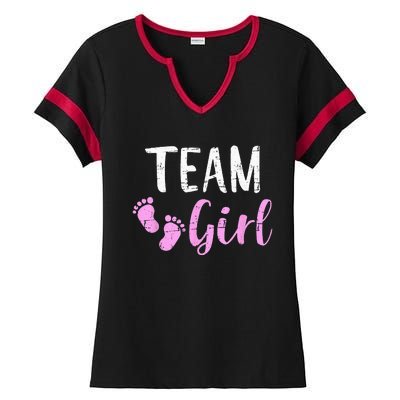 Gender Reveal Team Matching Family Baby Party Supplies Ladies Halftime Notch Neck Tee