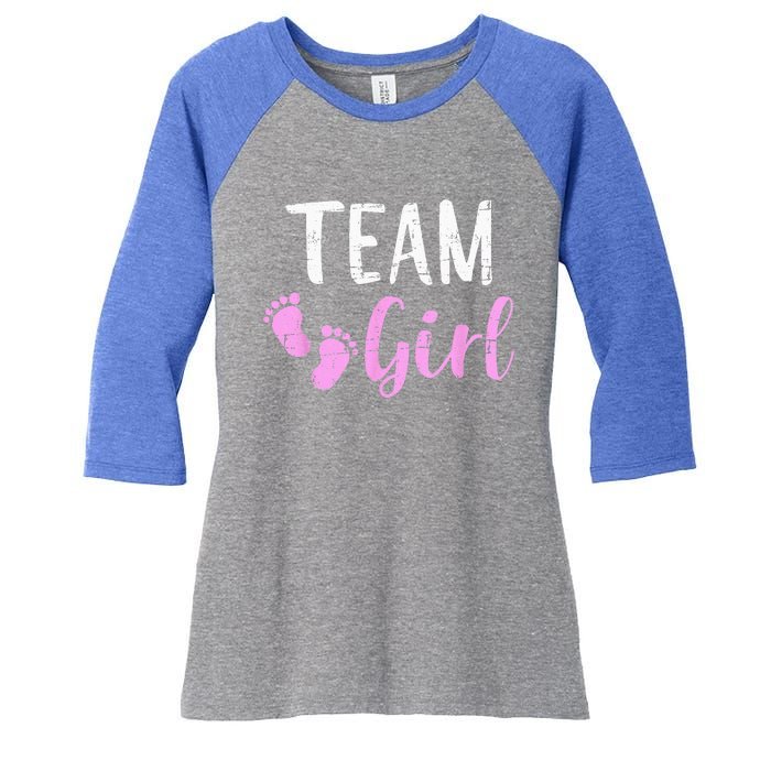 Gender Reveal Team Matching Family Baby Party Supplies Women's Tri-Blend 3/4-Sleeve Raglan Shirt