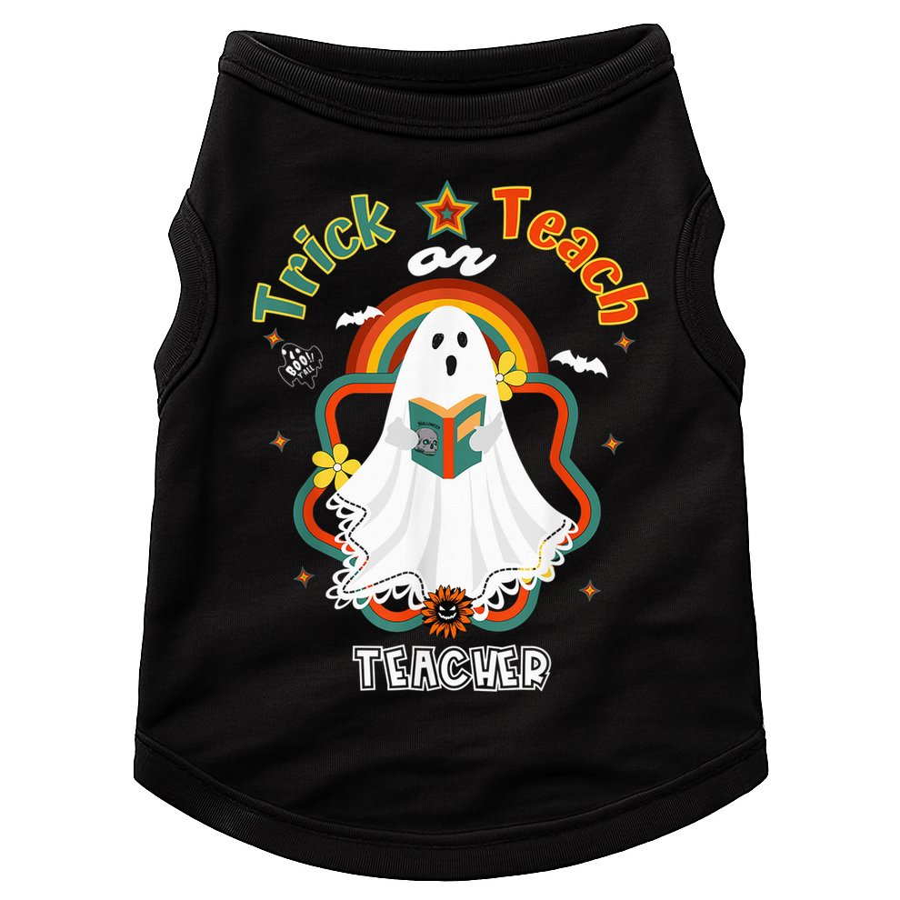 Groovy Retro Teacher Halloween Trick or Teach for professor Doggie Tank