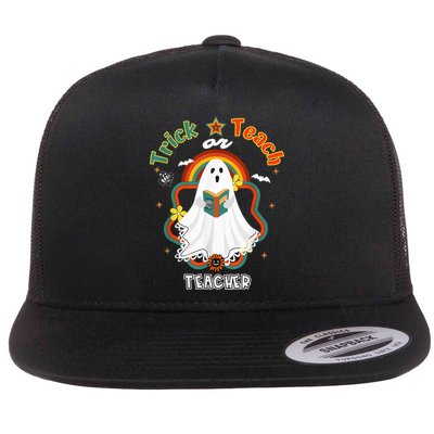 Groovy Retro Teacher Halloween Trick or Teach for professor Flatbill Hat