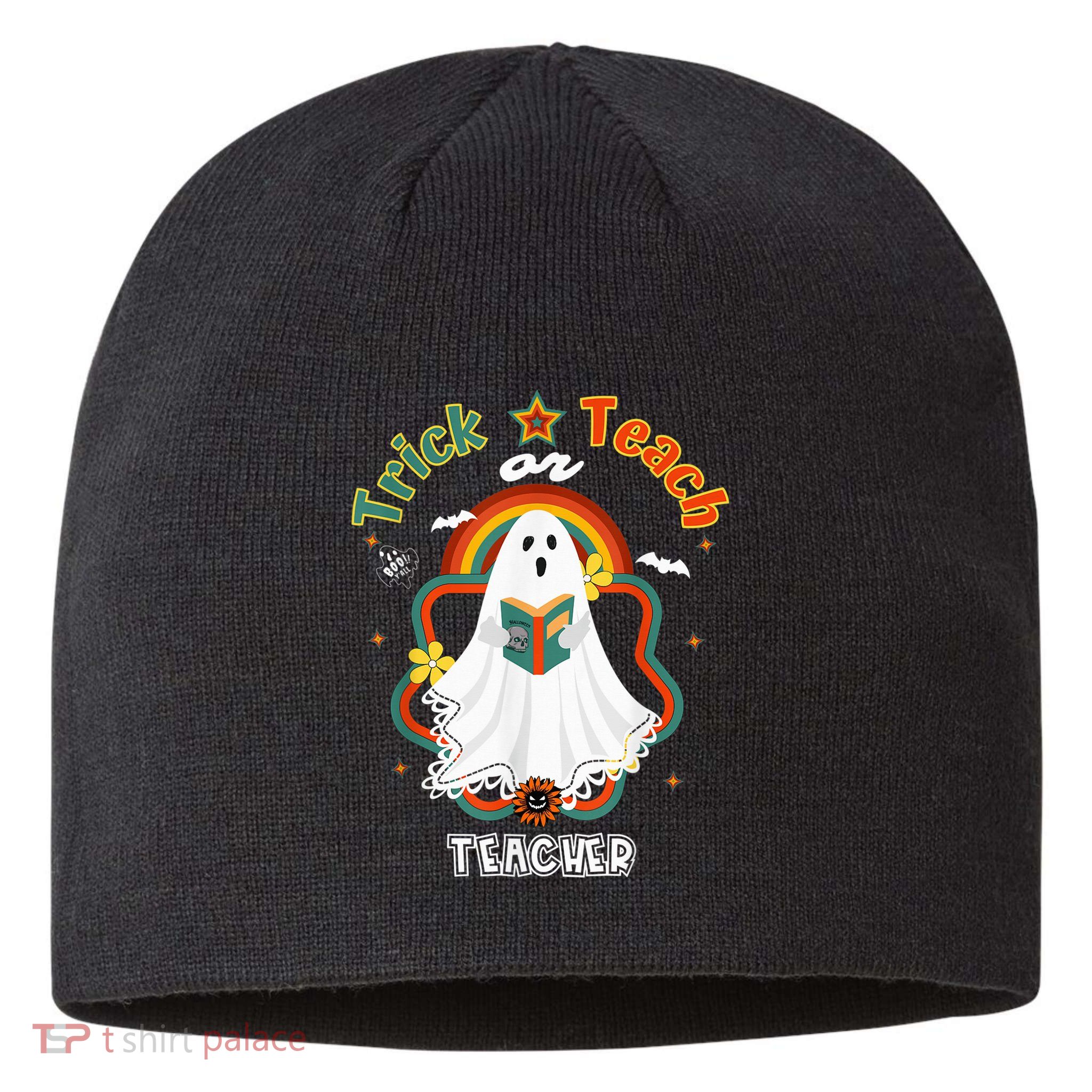 Groovy Retro Teacher Halloween Trick or Teach for professor Sustainable Beanie