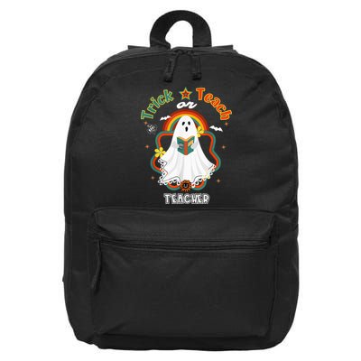 Groovy Retro Teacher Halloween Trick or Teach for professor 16 in Basic Backpack