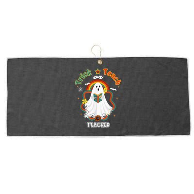 Groovy Retro Teacher Halloween Trick or Teach for professor Large Microfiber Waffle Golf Towel