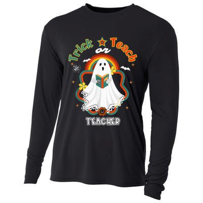 Groovy Retro Teacher Halloween Trick or Teach for professor Cooling Performance Long Sleeve Crew